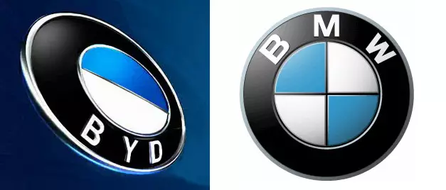 BYD- en BMW-logo's