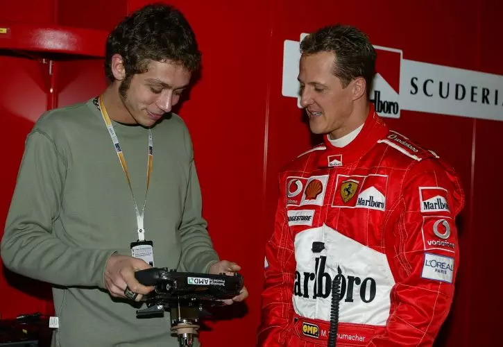 Valentino Rossi avec Michael Schumacher