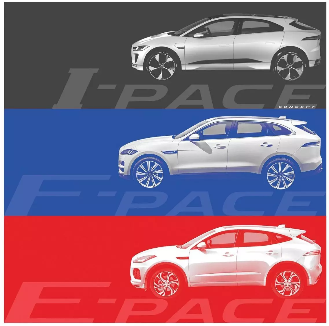 Jaguar I-Pace, Jaguar F-Pace, Jaguar E-Pace - შედარება